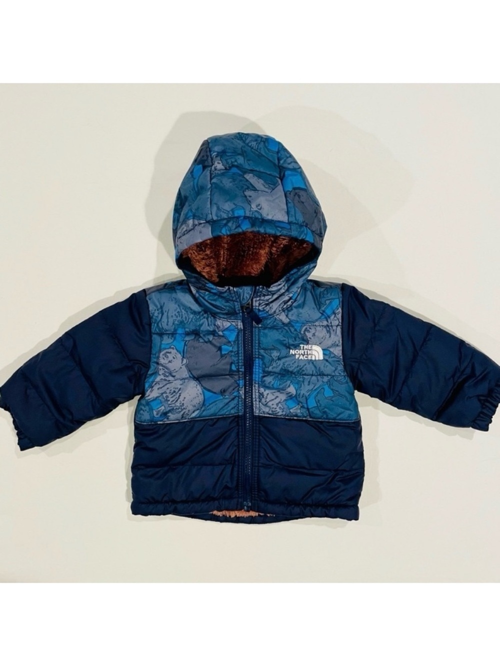 The North Face Hooded Jacket Boys 6-12M Reversible Mount Chimborazo Bear Camo - Picture 1 of 7